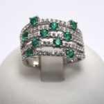 Anello Fascia Multi Filo di Diamanti e Smeraldi Giorgio Visconti
