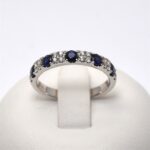 Anello Veretta Diamanti 0.17ct Zaffiri Blu 0.50ct e Giorgio Visconti