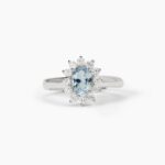 Anello in Argento con Acquamarina Sintetica e Contorno Donna Mabina