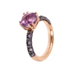 Anello Solitario Pietra Quadrata Ametista Pavé Rosè Donna Bronzallure