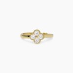 Anello con Fiore Dorato in Zirconi Bianchi Donna Mabina