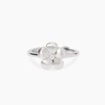 Anello con Fiore Satinato e Zircone Centrale in Argento Donna Mabina