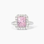 Anello in Argento con Zircone Rosa Princess e Zirconi Donna Mabina