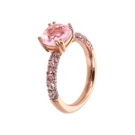 Anello Solitario Pietra Quadrata Morganite Rosa Pavé Rosè Donna Bronzallure
