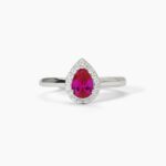 Anello in Argento con Rubino Sintetico Goccia e Contorno Donna Mabina