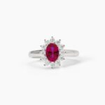Anello in Argento con Rubino Sintetico e Contorno Donna Mabina