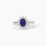 Anello in Argento con Zaffiro Blu Sintetico e Contorno Donna Mabina