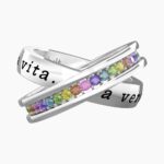 Anello Kidult con Frase Amica e Cristalli Multicolor-Friendship