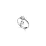 Anello in Oro Bianco Diamante 0.10ct con Bimba Pendente Le Bebé