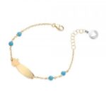 Bracciale in Oro Giallo con Targhetta e Palline Turchesi Bimbo Roberto Giannotti