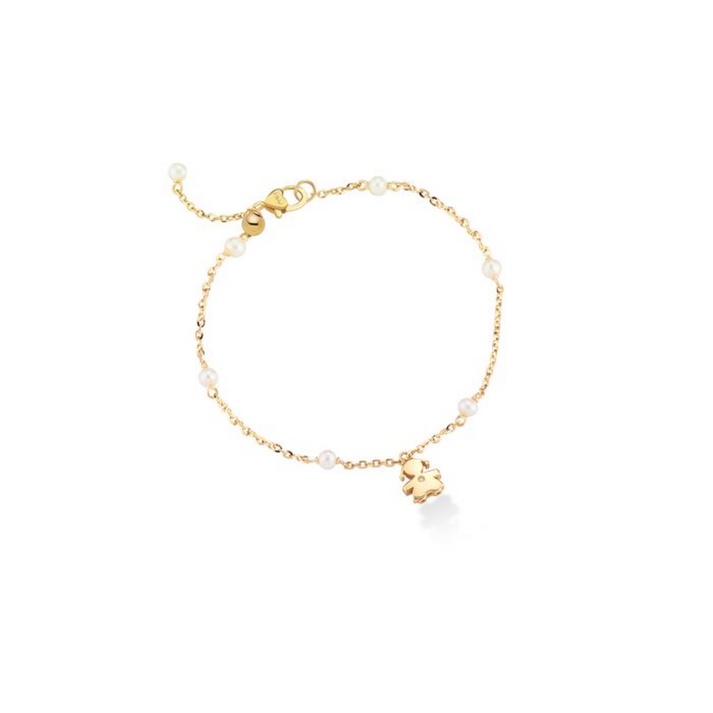 Bracciale-Le-Bebe-con-Bimba-in-oro-Giallo-Diamantino-e-Perle-LBB833.jpg Bracciale in Oro Giallo con Perle Alternate e Bimba con Diamantino Le Bebé - Le Perle - immagine 1