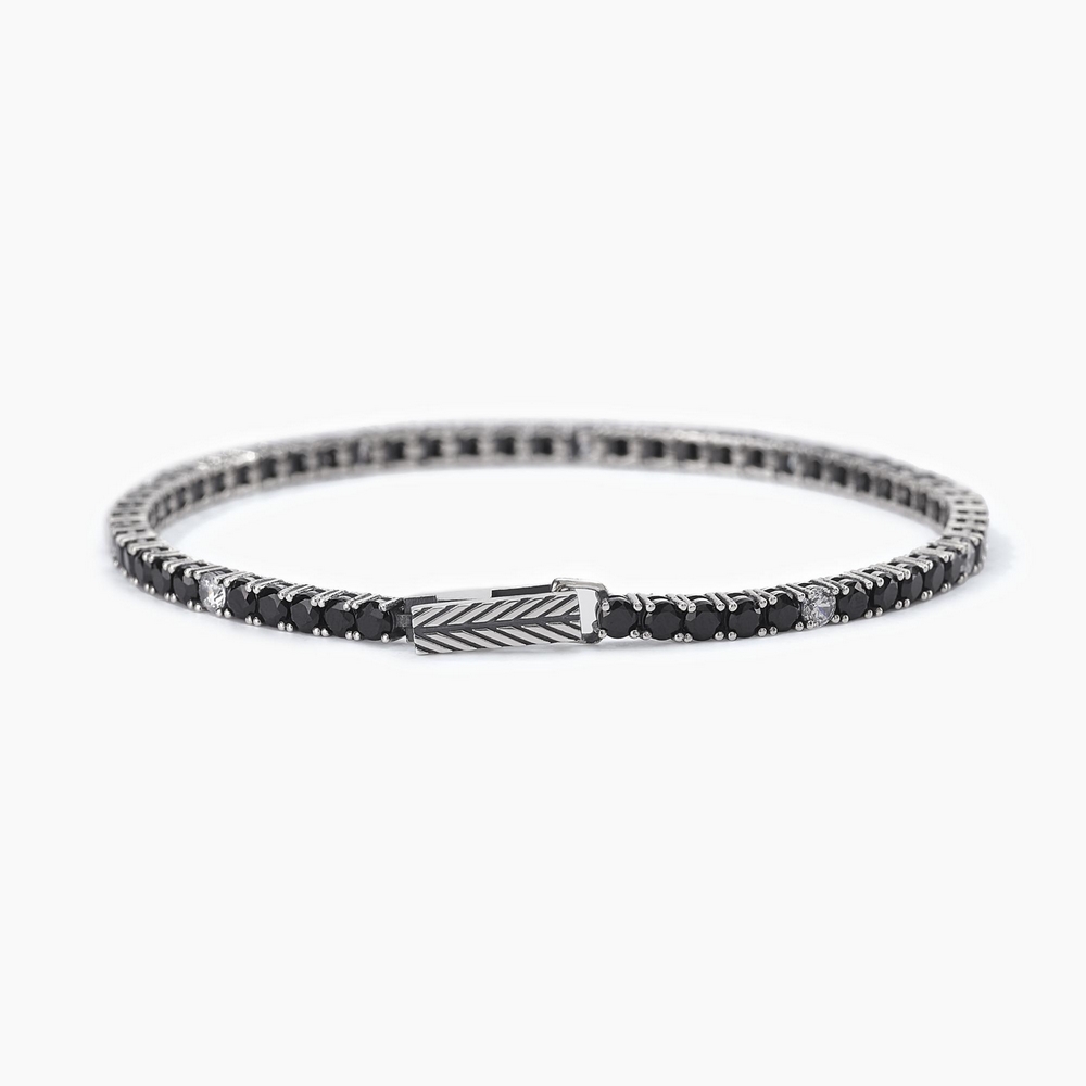 Bracciale-Tennis-Uomo-Nero-e-Bianco-Alternato-in-Argento-Mabina-533437.jpg Bracciale Tennis con Zirconi Alternati Neri e Bianchi Uomo Mabina - immagine 1
