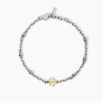 Bracciale in Argento con Ancora Dorata e Cilindri Uomo Mabina