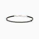 Bracciale Cordino Nero e Barretta Tennis con Zirconi Neri Uomo Mabina