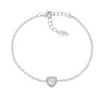 Bracciale Cuore Bianco Piccolo con Contorno di Zirconi in Argento Donna Amen