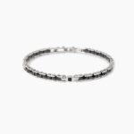 Bracciale in Argento con Ceramica Grigia e Zirconi Neri Uomo Mabina