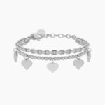 Bracciale Donna Kidult con Sfere e Cuori Pendenti - Love