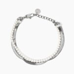 Bracciale in Acciaio Tripla Catena con Perle Donna Kidult