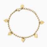 Bracciale in Acciaio Dorato Cuori Pendenti Donna Kidult
