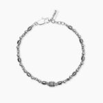 Bracciale in Acciaio con Elementi Cilindri e Cubetti in Ematite Uomo Kidult
