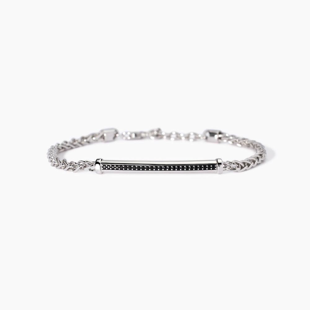 Bracciale-in-argento-con-piastrina-zirconi-neri-idea-regalo-uomo-533975.jpg Bracciale in Argento Maglia Spiga Piastra con Zirconi Neri Uomo Mabina - immagine 1