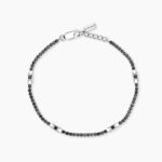 Bracciale in Argento Tennis con Zirconi Neri e Quadrati Alternati Uomo Mabina