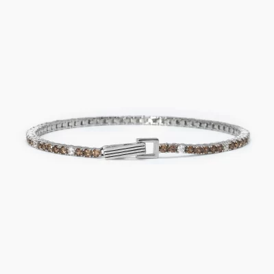 Bracciale tennis uomo in argento con zirconi bianchi e champagne 533700 idea regalo