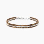Bracciale in Acciaio Maglia Veneta con Nylon e Occhio di Tigre Uomo Kidult