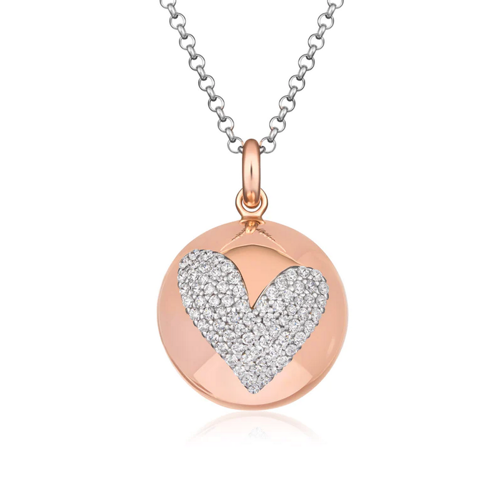 CHIAMA-ANGELI-IN-ARGENTO-ROSATO-E-CUORE-DI-ZIRCONI-SFA157.bmp Collana Chiama Angeli Rosè con Cuore in Pavè Donna R. Giannotti - immagine 1