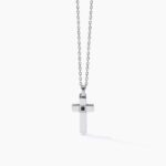 Collana Forzatina con Ciondolo Croce con Zircone Nero in Argento Uomo Mabina