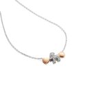 Girocollo in Oro Bianco 18kt con Bimbo in Diamanti e Cuori Rosè Laterali Le Bebé