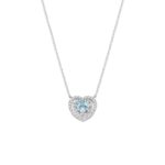 Girocollo Cuore Azzurro con Doppio Contorno di Zirconi in Argento Donna Amen