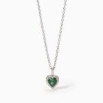 Collana con Cuore in Smeraldo Sintetico Contornato Donna Mabina