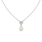 Collana Argentata con Perla e Cuore in Argento Donna Amen
