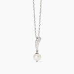 Collana in Argento Pendente in Pavè con Perla Donna Mabina