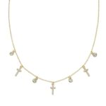 Girocollo Dorato Multicharm con Punti Luce e Croci in Argento Donna Amen