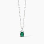 Collana in Argento con Smeraldo Sintetico Taglio Princess Donna Mabina