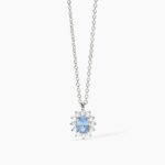 Collana con Pendente Zirconi e Acquamarina Sintetica in Argento Donna Mabina
