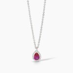 Collana con Pendente Goccia Zirconi e Rubino in Argento Donna Mabina