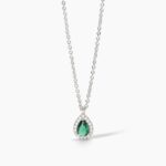 Collana con Pendente Goccia Zirconi e Smeraldo in Argento Donna Mabina