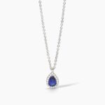 Collana con Pendente Goccia Zirconi e Zaffiro in Argento Donna Mabina