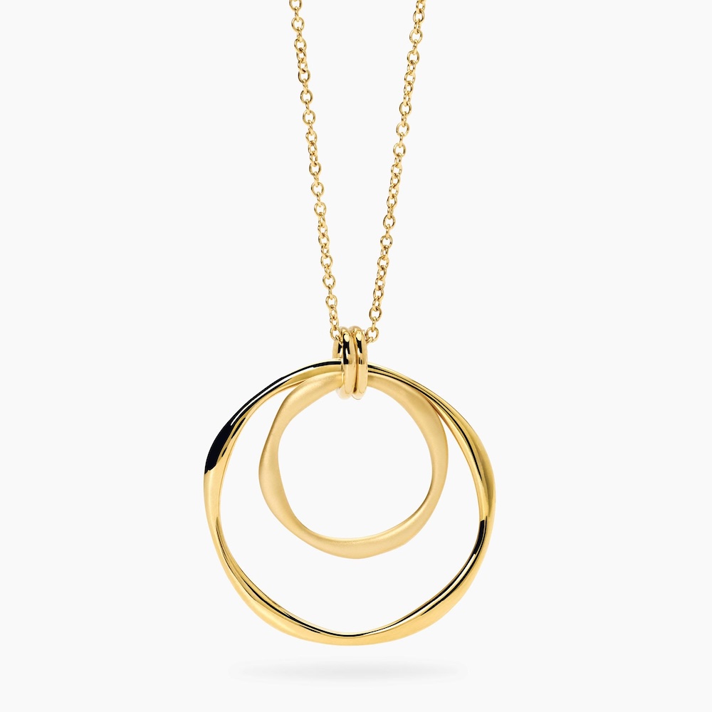 Girocollo-con-pendente-tondo-donna-in-acciaio-dorato-kidult-851065.jpg Girocollo in Acciaio Dorato con Doppio Pendente Donna Kidult - immagine 1