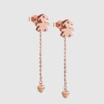 Orecchini a Lobo Bimba con Cuore Pendente Oro Rosè Le Bebè - I Mini