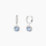 Orecchini Cerchio con Acquamarina Pendente e Zirconi in Argento Donna Mabina