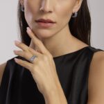 Orecchini in Argento Cerchio con Acquamarina Sintetica Baguette Donna Mabina