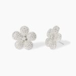 Orecchini Lobo Fiore Grande in Pavè di Zirconi in Argento Donna Mabina