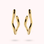 Orecchini in Bronzo Dorato Pendenti Sinuosi in Pavè Donna Bronzallure