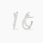Orecchini in Argento Semi Cerchio Intrecciati in Zirconi Donna Mabina
