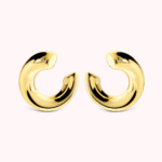 Orecchini in Bronzo Dorato Semicerchio Schiacciato in Pavè Donna Bronzallure