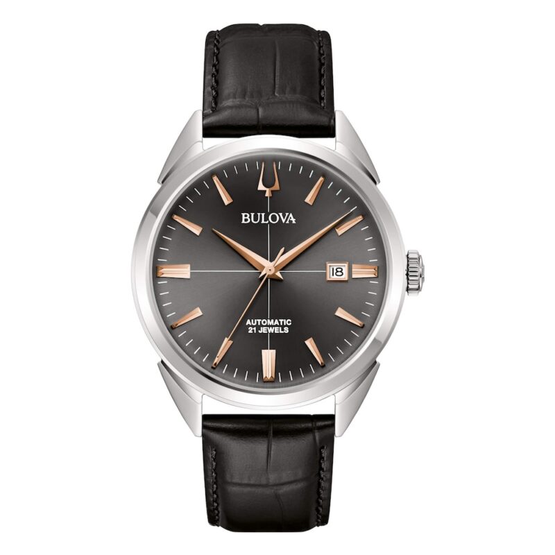 Orologio automatico in pelle nero sutton automatic bulova 96B422